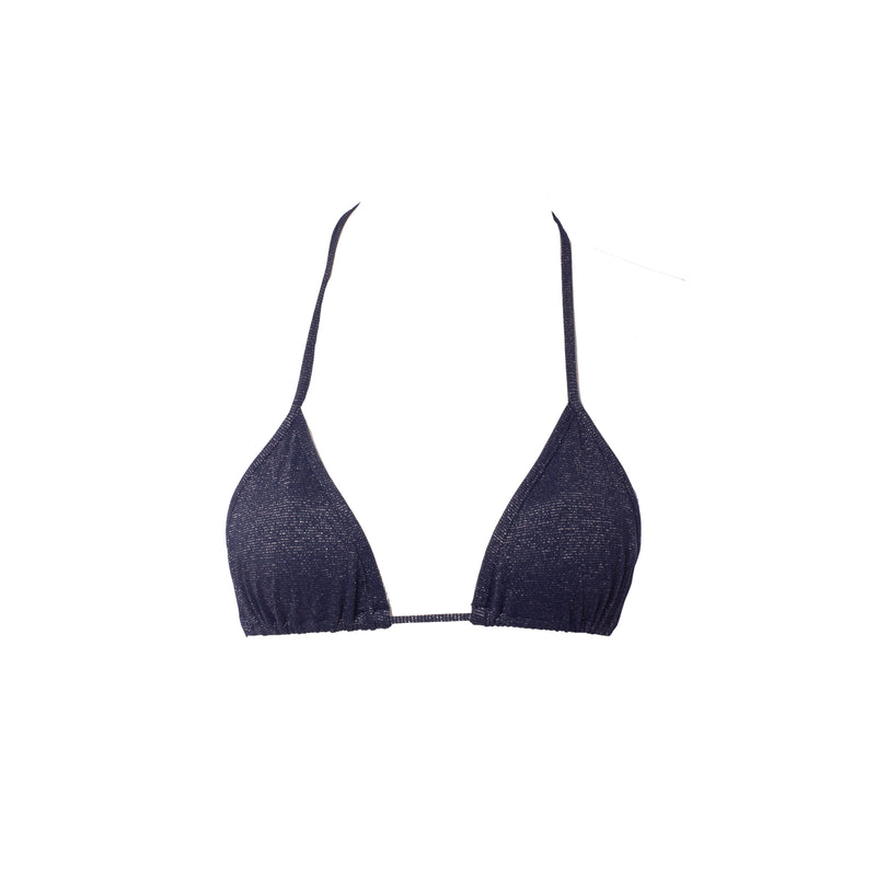 TOP TRIÁNGULO LUREX AZUL MARINO