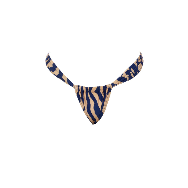 TANGA CORTINA CEBRA NUDE CON AZUL MARINO