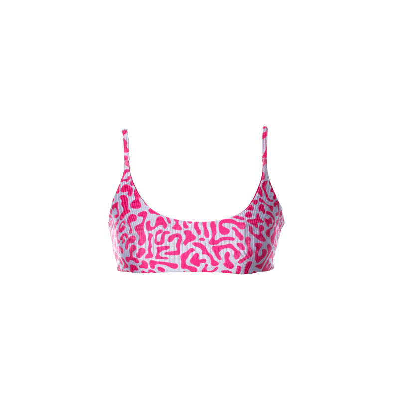 TOP BÁSICO TEXTURIZADO LEOPARDO AZUL CON ROSA