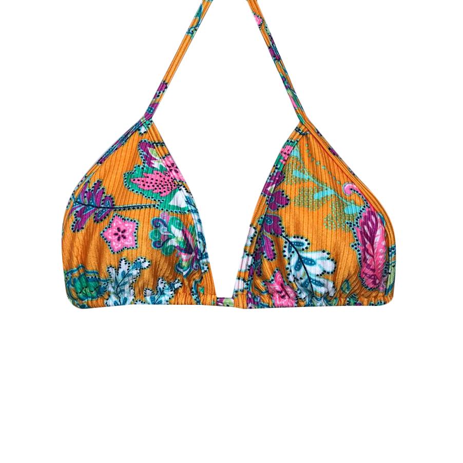 TOP TRIÁNGULO TEXTURIZADO PAISLEY NARANJA