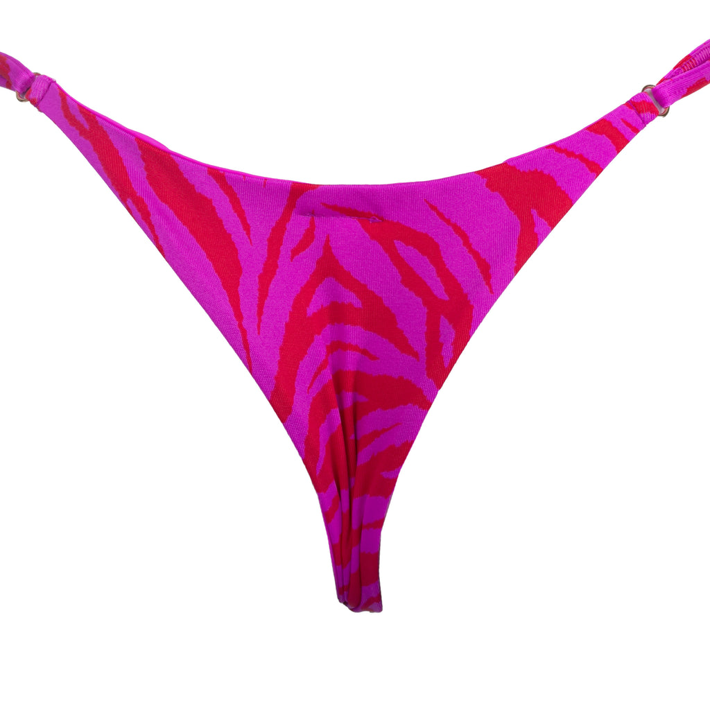 MINI TANGA REGULABLE CEBRA ROSA CON ROJO