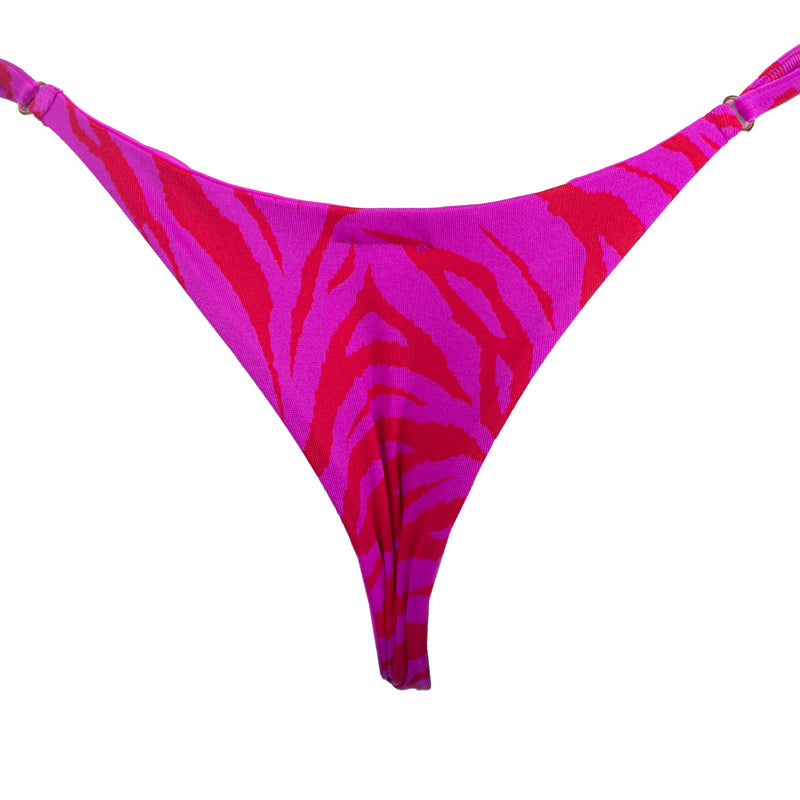 MINI TANGA REGULABLE CEBRA ROSA CON ROJO
