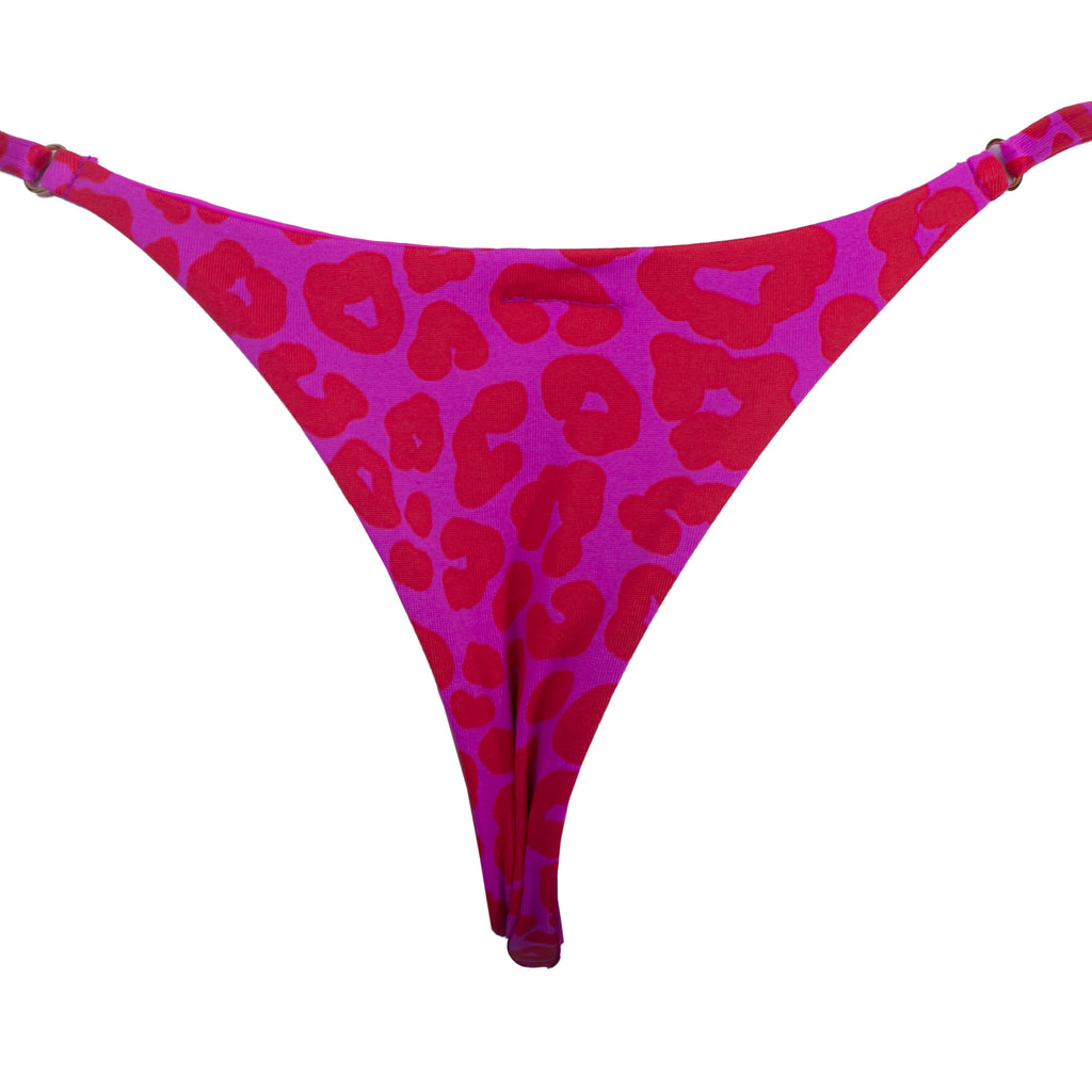 MINI TANGA REGULABLE LEOPARDO ROSA CON ROJO