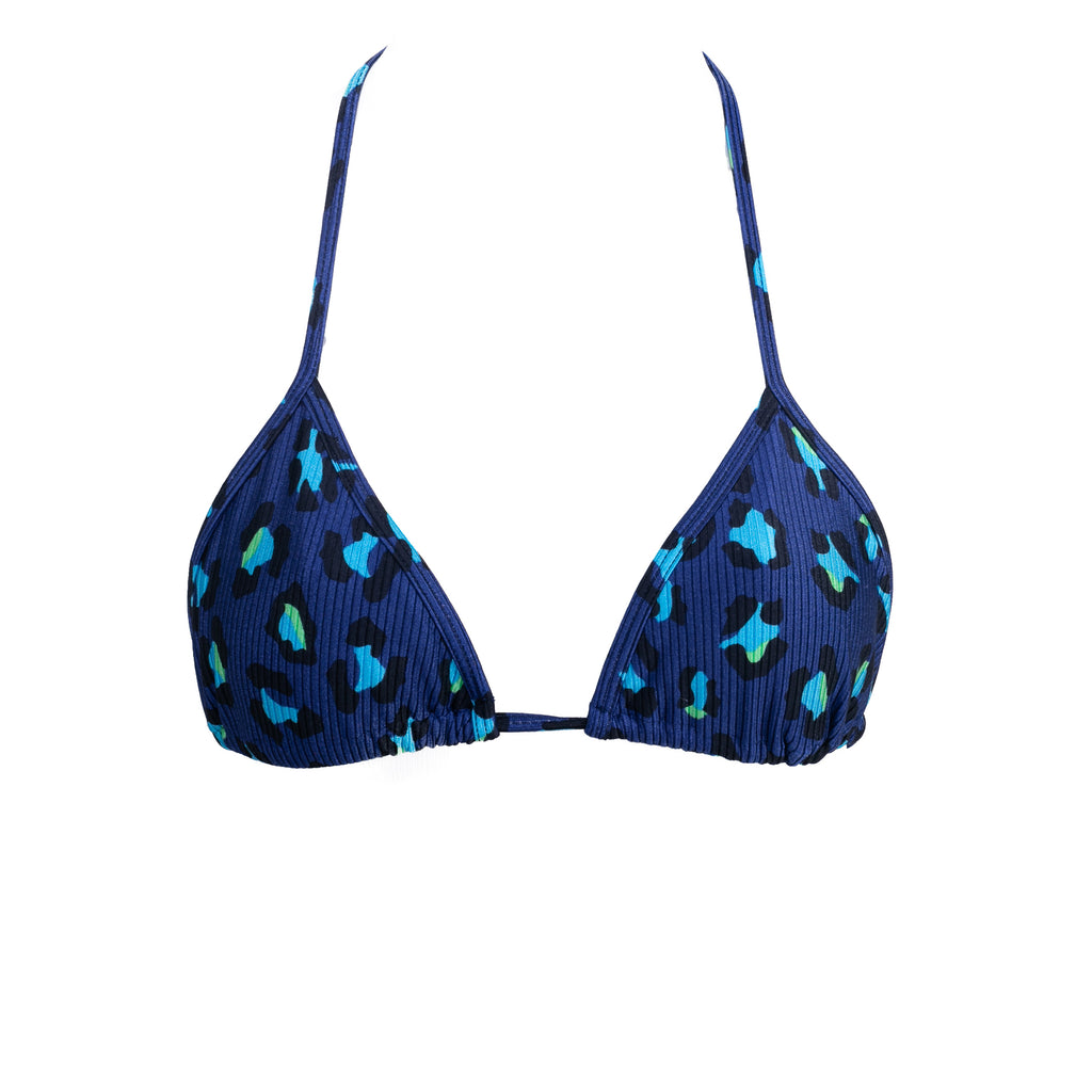 TOP TRIÁNGULO TEXTURIZADO ANIMAL PRINT AZUL